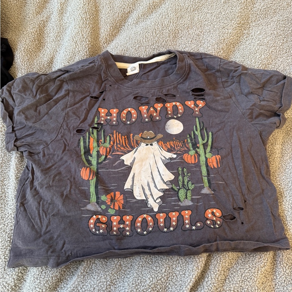 Howdy Ghouls Graphic Tee - Dark Gray